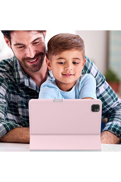 Generic iPad Air 13-inch Case 2024 with Pencil Holder, Slim Magnetic Trifold Stand (Pink)