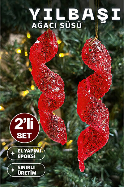 RAVVORA 2’li Set El Yapımı Reçine Spiral Yılbaşı Ağacı Süsü