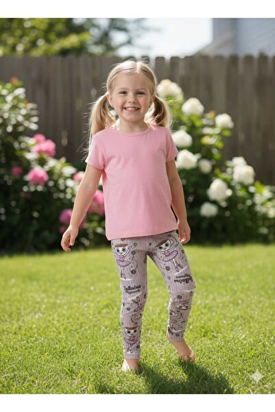 Pıtırkids ŞARDONLU BALLERINA CAPPUCCINO BASKI FİTİLLİ TAYT