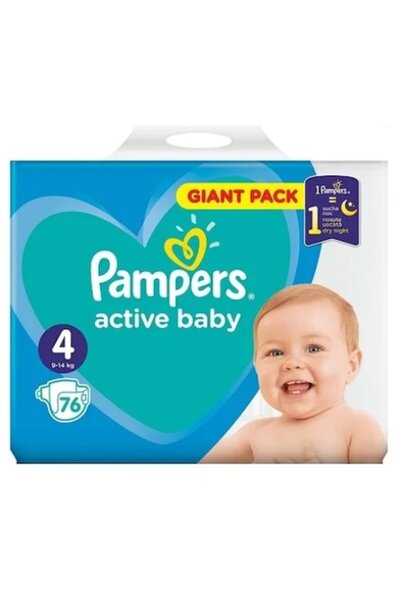 Pampers Active Baby Diapers Giant Pack, size 4, 9-14 kg, 76 pcs