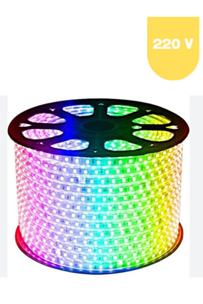 POWERR LED AYDINLATMA 220 Volt RGB 60 Ledli 3 Çipli Hortum Led 5 Metre Güç Ka...