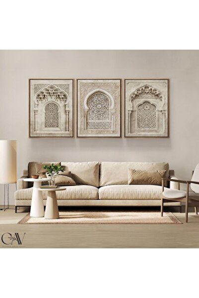 ALAYRA International مجموعة لوحات جدارية إسلامية كبيرة الحجم مكونة من 3 قطع، مؤطرة، مقاس 40×60 سم.