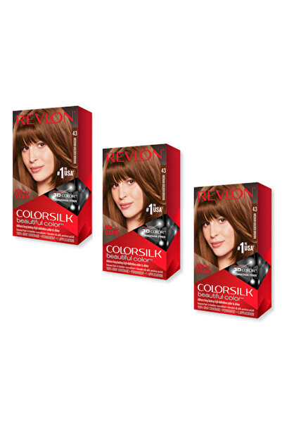 Revlon Pachet vopsea de păr Colorsilk 43 Șaten auriu mediu, 3 bucăți