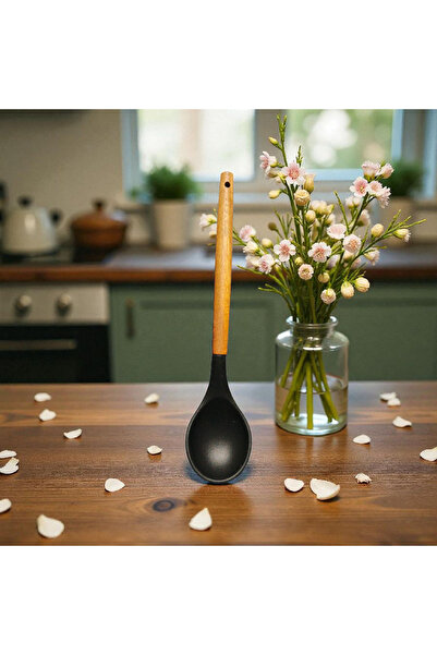 IVORY Wooden Handle Silicone Spoon
