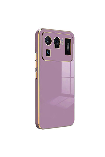 AKSEFİZZ Mi 11 Ultra Kılıf Parlak Soft Yüzeyli Kamera Korumalı Altın Kenarlı ...