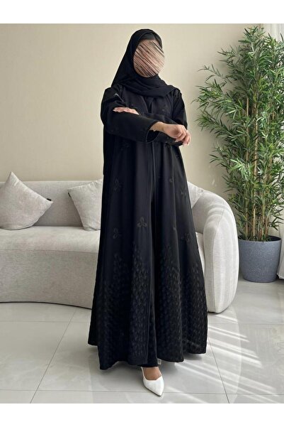 OLGA-ABAYA عباية أنيقة عصرية من آولجا القماش كتان مطرز وقصة العباية ربع كلوش شامل الطرحة