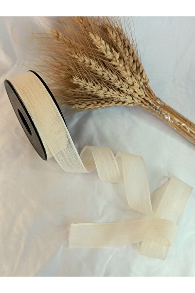 yörük tuhafiye Cream Linen Ribbon Nopeli̇ Linen Ribbon 20 Mt 2.5cm