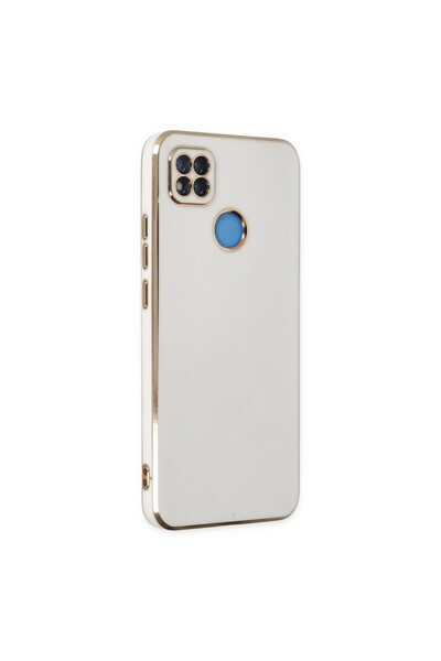 AKSEFİZZ Redmi 9C Kılıf Parlak Soft Yüzeyli Kamera Korumalı Altın Kenarlı Kapak