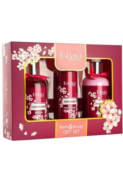 Estiara Passion مجموعة هدايا للاستحمام والعناية بالجسم برائحة زهر الكرز | 3 قطع