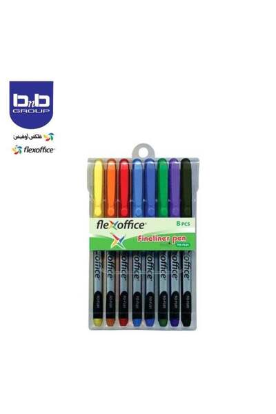 FLEXOFFICE قلم تحديد رفيع 0.3 مم، 8 ألوان