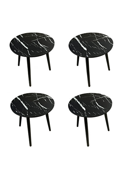 GENERAL Sofa side table set – 4 pieces – marble design top – wood – 42 cm height