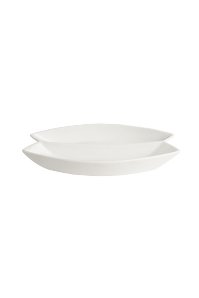 SQUALO White square porcelain serving dish divided into two sections