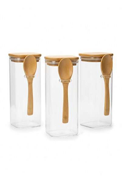 4as 4A.S Glass Storage Canisters with Bamboo Lid and Spoon, Airtight Kitchen ...