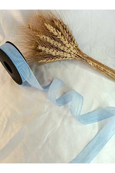 yörük tuhafiye Baby Blue Linen Ribbon Nopeli̇ Linen Ribbon 20 Mt 2.5cm