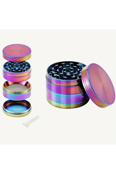 GIRGIR ÖĞÜTÜCÜ METAL 4 Katmanlı Baharat Öğütücüsü ( Iridescent Holografik) Re...