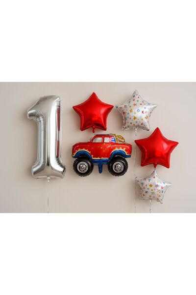 Parti Partiden Doğum Günü Balon Arabalı Balon 1 Yaş Erkek Çocuk Doğum Günü Balon Konsepti