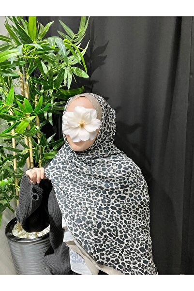 Velora Scarf Leopar Desen Pamuk Şal | Bej