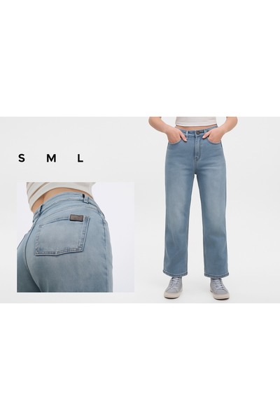 NO BRAND Blugi dama talie inalta,croiala skinny,albastru deschis