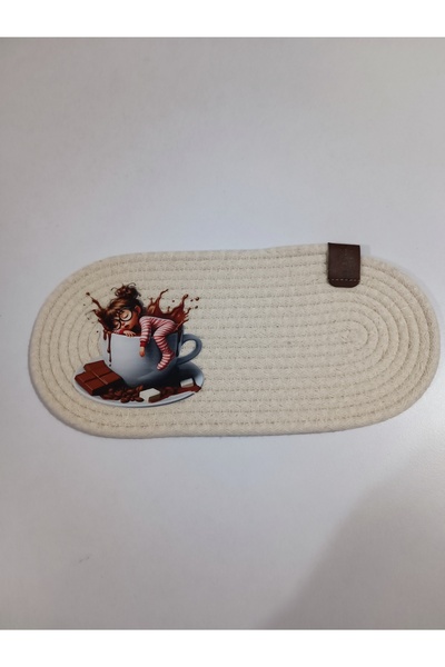 Ahs Tasarım ☕ AHS Design Sweet Coffee Dream –DTF cu imprimeu Suport pentru cafea din frânghie de bumbac