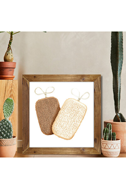 Tuba Decor Tablou pătrat cu rame din lemn pentru baie