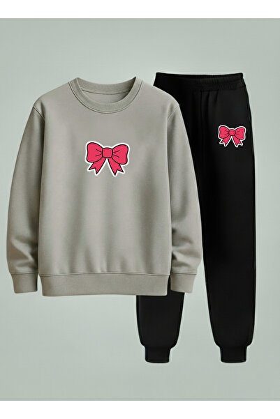 LORVEX Swea tricou - Set de trening pentru fete, cu guler tip bicicletă, cu i...