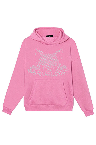 Fer Valiant Hanorac oversize cu glugă, unisex, cu imprimeu Cat Stone
