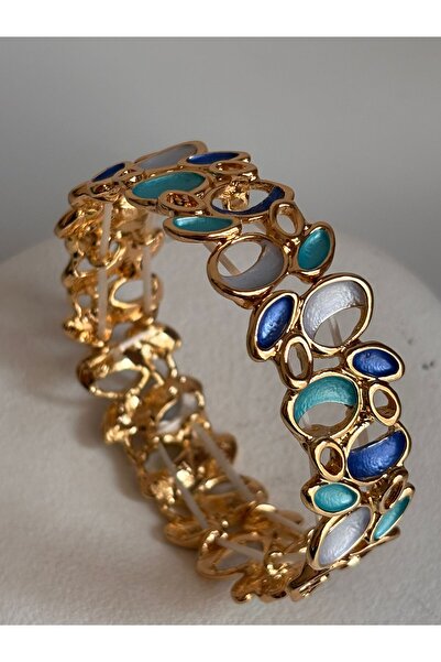 BHR AKSESUAR سوار بوهو مرن باللون الأزرق الذهبي