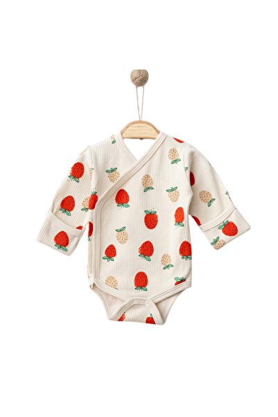 Nayinom Yenidoğan Pamuk Bebek Zıbın & Çilek Desenli Kendinden Eldivenli Kunda...