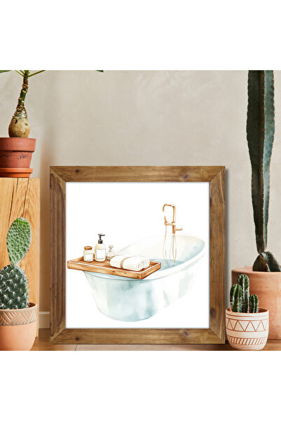 Tuba Decor Tablou pătrat cu rame din lemn pentru baie