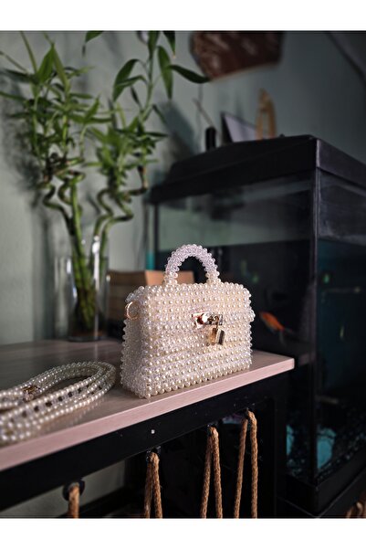 MİRİ SHOOP İnci Detaylı Zarif El Çantası Boncuk Çantası