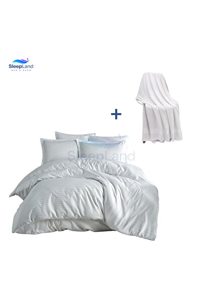 SLEEPLAN Hotel-style white bedspread set with a cotton towel measuring 70 x 1...