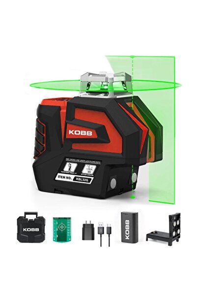 KOBB KBL32G Profesyonel Li-ion Yatay 360° ve Dikey Otomatik Hizalamalı Yeşil ...