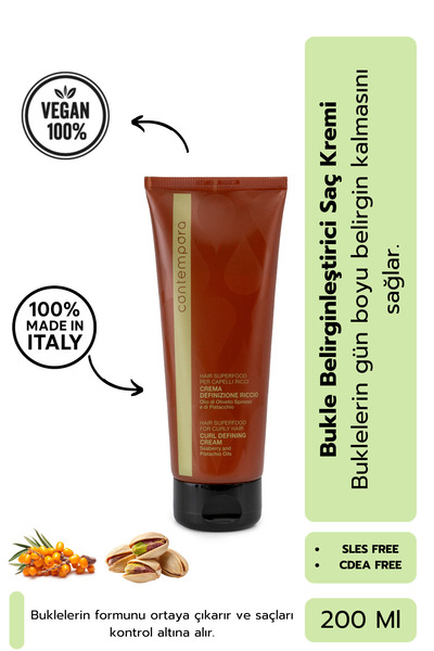Kıvırcık Saçlar İçin Bukle Belirginleştirici Unisex Vegan Saç Kremi 200 ml
