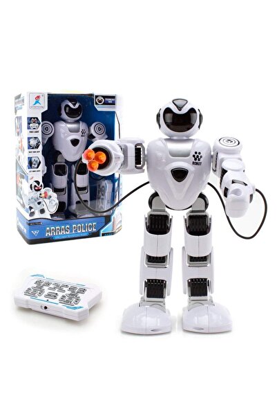 REZZOSS Intelligent RC Police Robot Toy for Kids LED Eyes Shooting Arm Singing Dancing Storytelling Robot