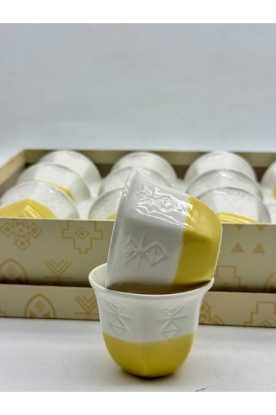 cc bin shihon Saudi coffee cups, set of 12 pieces, with traditional touches, two colors, porcelain coffee cups