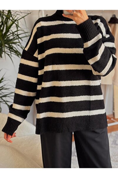 Jagra outdoors Çizgili Premium Kalın Kazak Standart Beden