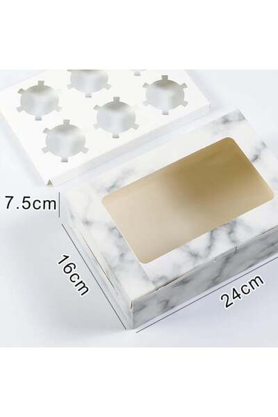 Generic 12 قطعة من علب كب كيك ورقية اللون أبيض رخامي الأبعاد 24×