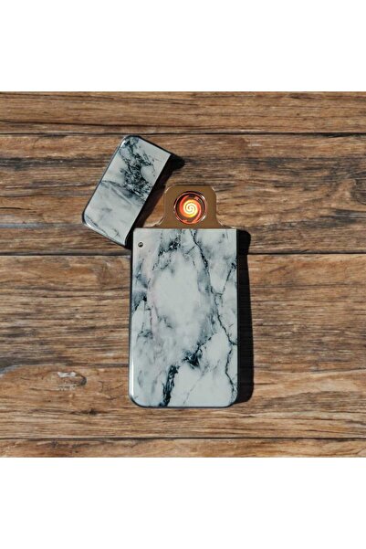 DURUSOY Mermer Desenli Usb Şarjlı Ses Komutlu Elektronik Alevsiz Sigara Yakan...