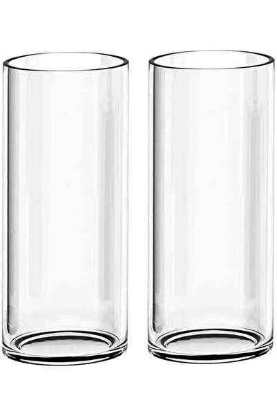 The Bros 2pcs Large Glass Flower Vase 30cm x 11cm Cylinder Clear