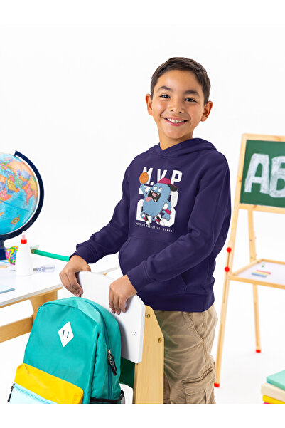 Kids Erkek Çocuk Mikrop Baskılı Nefes Alan Terleme Yapmayan %100 Pamuk Hoodie Sweatshirt