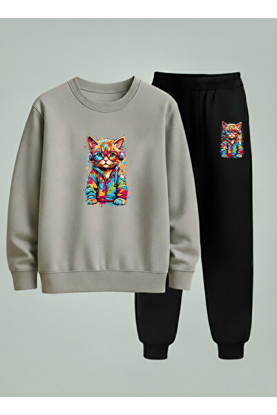 LORVEX Унисекс суитшърт - Комплект спортен екип Детски велосипед Врат DJ Cat ...