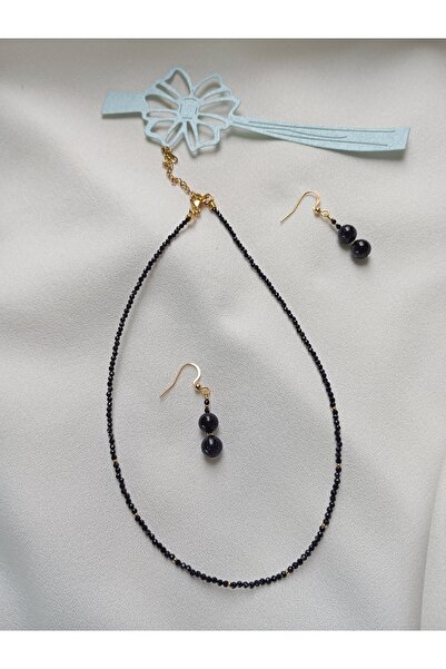 OEM Starry sky blue jewelry set with Sunstone and 18K gold plated elements