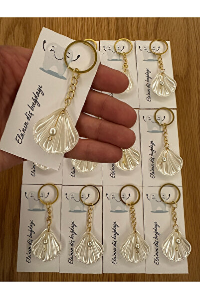 Poros Store İstiridye anahtarlık 10 Adet Hediyelik - Diş buğdayı