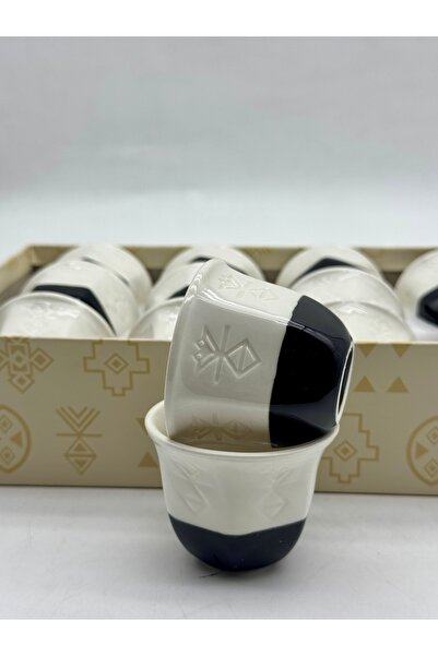 cc bin shihon Saudi coffee cups, set of 12 pieces, with traditional touches, two colors, porcelain coffee cups
