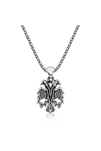 Genel Markalar Gümüş Çift Başlı Kartal Erkek Kolye