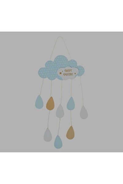 OEM Wooden Hanging Cloud Wall Decoration with Drops "SWEET DREAMS" 23.5x55cm