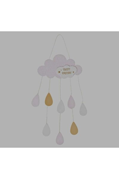 OEM Wooden Hanging Cloud Wall Decoration with Drops "SWEET DREAMS" 23.5x55cm