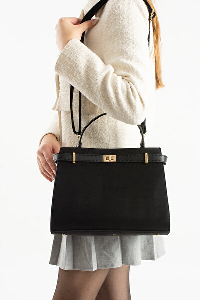 Adox Çanta حقيبة يد وكتف نسائية من جلد الغزال الأسود موديل ZHAN