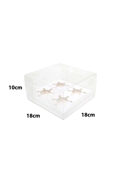 Generic 1 piece of clear white cupcake box, dimensions 18×18×10 cm