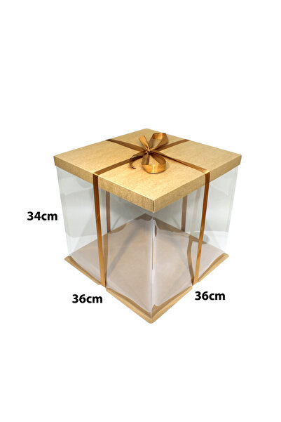 Generic 1 قطعة من علب للكيك شفافة بشريطة اللون كرتوني الأبعاد